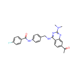 CC(=O)c1ccc2c(NCc3ccc(NC(=O)c4ccc(F)cc4)cc3)nc(N(C)C)nc2c1 ZINC000045254421