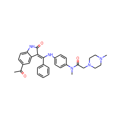 CC(=O)c1ccc2c(c1)/C(=C(/Nc1ccc(N(C)C(=O)CN3CCN(C)CC3)cc1)c1ccccc1)C(=O)N2 ZINC001772627409