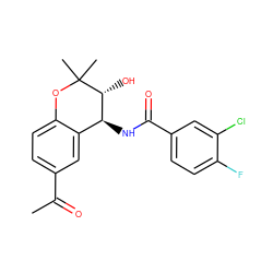 CC(=O)c1ccc2c(c1)[C@H](NC(=O)c1ccc(F)c(Cl)c1)[C@@H](O)C(C)(C)O2 ZINC000022006584