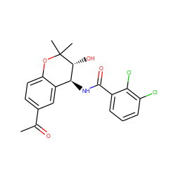 CC(=O)c1ccc2c(c1)[C@H](NC(=O)c1cccc(Cl)c1Cl)[C@@H](O)C(C)(C)O2 ZINC000026730481