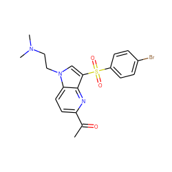 CC(=O)c1ccc2c(n1)c(S(=O)(=O)c1ccc(Br)cc1)cn2CCN(C)C ZINC000045288556