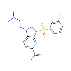 CC(=O)c1ccc2c(n1)c(S(=O)(=O)c1cccc(F)c1)cn2CCN(C)C ZINC000045283952