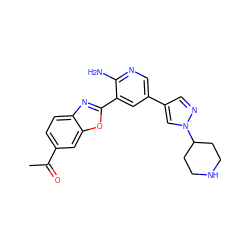 CC(=O)c1ccc2nc(-c3cc(-c4cnn(C5CCNCC5)c4)cnc3N)oc2c1 ZINC000084759301