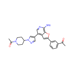 CC(=O)c1cccc(-c2cc3c(-c4cnn(C5CCN(C(C)=O)CC5)c4)cnc(N)c3o2)c1 ZINC000096274051