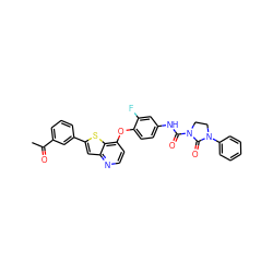 CC(=O)c1cccc(-c2cc3nccc(Oc4ccc(NC(=O)N5CCN(c6ccccc6)C5=O)cc4F)c3s2)c1 ZINC000044351661