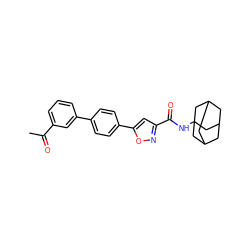 CC(=O)c1cccc(-c2ccc(-c3cc(C(=O)NC45CC6CC(CC(C6)C4)C5)no3)cc2)c1 ZINC000653848687