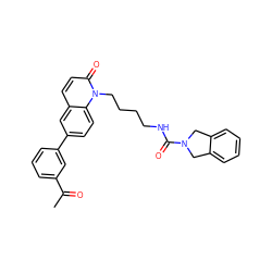 CC(=O)c1cccc(-c2ccc3c(ccc(=O)n3CCCCNC(=O)N3Cc4ccccc4C3)c2)c1 ZINC000166507310