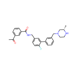 CC(=O)c1cccc(C(=O)NCc2ccc(F)c(-c3cccc(CN4CCN[C@@H](C)C4)c3)c2)c1 ZINC000036412237