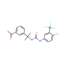 CC(=O)c1cccc(C(C)(C)NC(=O)Nc2ccc(Cl)c(C(F)(F)F)c2)c1 ZINC000095572107