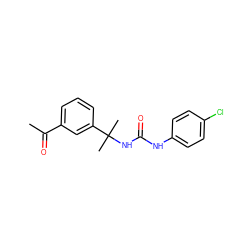 CC(=O)c1cccc(C(C)(C)NC(=O)Nc2ccc(Cl)cc2)c1 ZINC000095580329