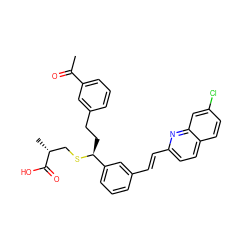 CC(=O)c1cccc(CC[C@H](SC[C@@H](C)C(=O)O)c2cccc(/C=C/c3ccc4ccc(Cl)cc4n3)c2)c1 ZINC000027525659