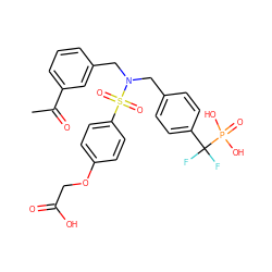 CC(=O)c1cccc(CN(Cc2ccc(C(F)(F)P(=O)(O)O)cc2)S(=O)(=O)c2ccc(OCC(=O)O)cc2)c1 ZINC000028528723