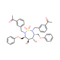 CC(=O)c1cccc(CN2[C@H](COc3ccccc3)[C@H](O)[C@@H](O)[C@@H](COc3ccccc3)N(Cc3cccc(C(C)=O)c3)S2(=O)=O)c1 ZINC000027323467