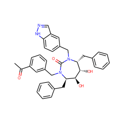 CC(=O)c1cccc(CN2C(=O)N(Cc3ccc4[nH]ncc4c3)[C@H](Cc3ccccc3)[C@H](O)[C@@H](O)[C@H]2Cc2ccccc2)c1 ZINC000026482570