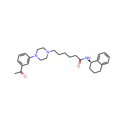 CC(=O)c1cccc(N2CCN(CCCCCC(=O)N[C@@H]3CCCc4ccccc43)CC2)c1 ZINC000013586559