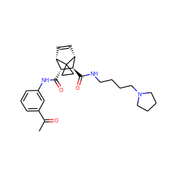 CC(=O)c1cccc(NC(=O)[C@@H]2[C@@H]3C=C[C@H]([C@H]2C(=O)NCCCCN2CCCC2)C32CC2)c1 ZINC000168338234