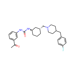 CC(=O)c1cccc(NC(=O)N[C@@H]2CCC[C@@H](CN3CCC(Cc4ccc(F)cc4)CC3)C2)c1 ZINC000013613210