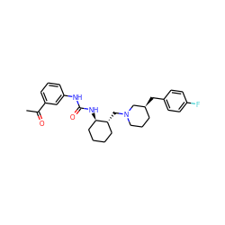 CC(=O)c1cccc(NC(=O)N[C@@H]2CCCC[C@H]2CN2CCC[C@H](Cc3ccc(F)cc3)C2)c1 ZINC000013613252