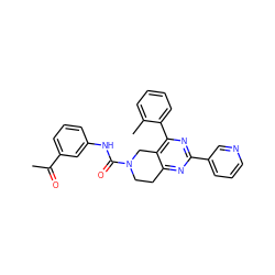 CC(=O)c1cccc(NC(=O)N2CCc3nc(-c4cccnc4)nc(-c4ccccc4C)c3C2)c1 ZINC000071416534