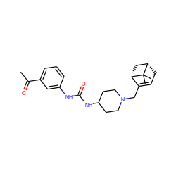 CC(=O)c1cccc(NC(=O)NC2CCN(CC3=CC[C@H]4C[C@@H]3C4(C)C)CC2)c1 ZINC000028708666