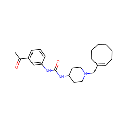 CC(=O)c1cccc(NC(=O)NC2CCN(CC3=CCCCCCC3)CC2)c1 ZINC000028708492