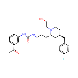 CC(=O)c1cccc(NC(=O)NCCC[C@H]2C[C@H](Cc3ccc(F)cc3)CCN2CCO)c1 ZINC000036093279