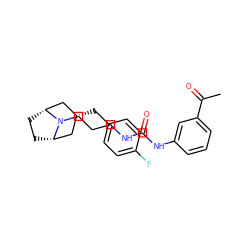 CC(=O)c1cccc(NC(=O)NCCCN2[C@H]3CC[C@@H]2C[C@H](Cc2ccc(F)cc2)C3)c1 ZINC000103235796