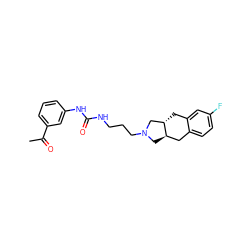 CC(=O)c1cccc(NC(=O)NCCCN2C[C@@H]3Cc4ccc(F)cc4C[C@H]3C2)c1 ZINC000029398051