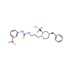 CC(=O)c1cccc(NC(=O)NCCCN2CC[C@H](Cc3ccccc3)C[C@@H]2C(C)(C)O)c1 ZINC000013443653