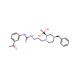 CC(=O)c1cccc(NC(=O)NCCCN2CC[C@H](Cc3ccccc3)C[C@@H]2C(C)(O)O)c1 ZINC000013443650