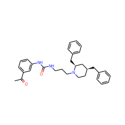 CC(=O)c1cccc(NC(=O)NCCCN2CC[C@H](Cc3ccccc3)C[C@@H]2Cc2ccccc2)c1 ZINC000013443644