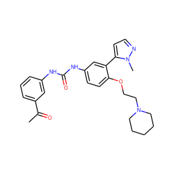 CC(=O)c1cccc(NC(=O)Nc2ccc(OCCN3CCCCC3)c(-c3ccnn3C)c2)c1 ZINC000043130453