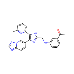 CC(=O)c1cccc(NCc2nc(-c3ccc4ncnn4c3)c(-c3cccc(C)n3)[nH]2)c1 ZINC000113391121