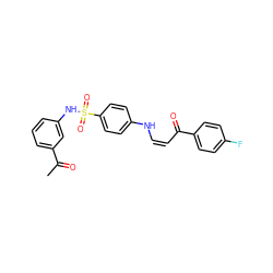 CC(=O)c1cccc(NS(=O)(=O)c2ccc(N/C=C\C(=O)c3ccc(F)cc3)cc2)c1 ZINC000100820634