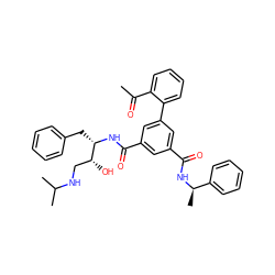 CC(=O)c1ccccc1-c1cc(C(=O)N[C@@H](Cc2ccccc2)[C@H](O)CNC(C)C)cc(C(=O)N[C@H](C)c2ccccc2)c1 ZINC000014961933