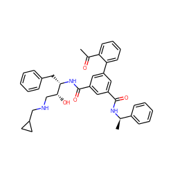 CC(=O)c1ccccc1-c1cc(C(=O)N[C@@H](Cc2ccccc2)[C@H](O)CNCC2CC2)cc(C(=O)N[C@H](C)c2ccccc2)c1 ZINC000014961942