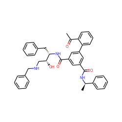 CC(=O)c1ccccc1-c1cc(C(=O)N[C@@H](Cc2ccccc2)[C@H](O)CNCc2ccccc2)cc(C(=O)N[C@H](C)c2ccccc2)c1 ZINC000028968354