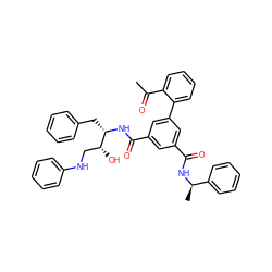 CC(=O)c1ccccc1-c1cc(C(=O)N[C@@H](Cc2ccccc2)[C@H](O)CNc2ccccc2)cc(C(=O)N[C@H](C)c2ccccc2)c1 ZINC000014961950