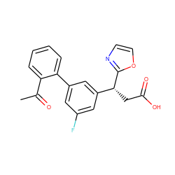 CC(=O)c1ccccc1-c1cc(F)cc([C@@H](CC(=O)O)c2ncco2)c1 ZINC001772603718