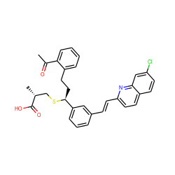 CC(=O)c1ccccc1CC[C@H](SC[C@@H](C)C(=O)O)c1cccc(/C=C/c2ccc3ccc(Cl)cc3n2)c1 ZINC000003915361