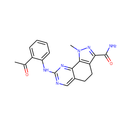 CC(=O)c1ccccc1Nc1ncc2c(n1)-c1c(c(C(N)=O)nn1C)CC2 ZINC000049112872