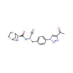 CC(=O)c1cn(-c2ccc(C[C@@H](C#N)NC(=O)[C@H]3N[C@@H]4CC[C@H]3C4)cc2)nn1 ZINC000221915114