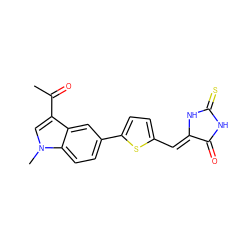 CC(=O)c1cn(C)c2ccc(-c3ccc(/C=C4\NC(=S)NC4=O)s3)cc12 ZINC000103234936