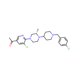 CC(=O)c1cnc(N2CCN(C3CCN(Cc4ccc(Cl)cc4)CC3)[C@@H](C)C2)c(Cl)c1 ZINC000066074579