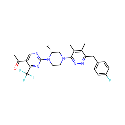 CC(=O)c1cnc(N2CCN(c3nnc(Cc4ccc(F)cc4)c(C)c3C)C[C@H]2C)nc1C(F)(F)F ZINC000201150698