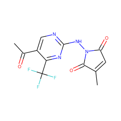 CC(=O)c1cnc(NN2C(=O)C=C(C)C2=O)nc1C(F)(F)F ZINC000013818184