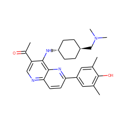 CC(=O)c1cnc2ccc(-c3cc(C)c(O)c(C)c3)nc2c1N[C@H]1CC[C@H](CN(C)C)CC1 ZINC000473165312