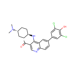 CC(=O)c1cnc2ccc(-c3cc(Cl)c(O)c(Cl)c3)cc2c1N[C@H]1CC[C@H](N(C)C)CC1 ZINC000473179750