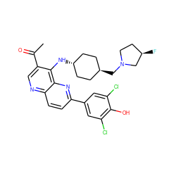 CC(=O)c1cnc2ccc(-c3cc(Cl)c(O)c(Cl)c3)nc2c1N[C@H]1CC[C@H](CN2CC[C@@H](F)C2)CC1 ZINC000473194492