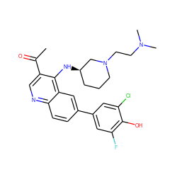 CC(=O)c1cnc2ccc(-c3cc(F)c(O)c(Cl)c3)cc2c1N[C@@H]1CCCN(CCN(C)C)C1 ZINC000219363734